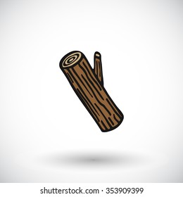 Log - Wood And Tools. Hand-drawn Cartoon Lumberjack Icon. Doodle Drawing. Vector Illustration