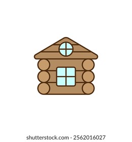 Log wooden house icon. Color vector illustration.