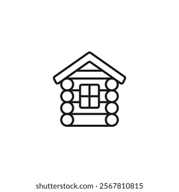 Log wooden house icon. Vector in line and outline style.