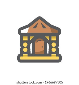 Log wooden House Vector icon Cartoon illustration.