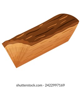 A log, a wooden material, a log in a section.