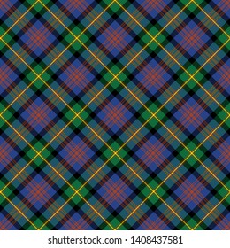 Logan Ancient Tartan. Diagonal cell, seamless pattern for fabric, kilts, skirts, plaids