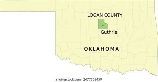 Logan County and city of Guthrie location on Oklahoma state map