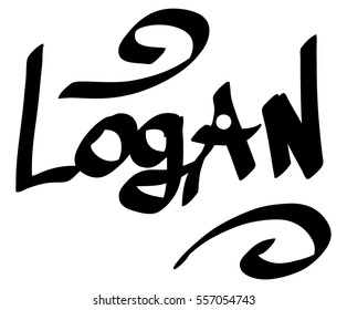 Logan male name street art design. Graffiti tag Logan. Vector art.