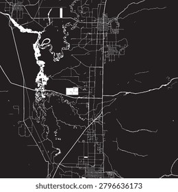 Logan Utah Vector Map, Detailed Valley City Street Map Black and White Minimalist Line Art