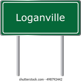 Loganville , Georgia , road sign green vector illustration, road table, USA city