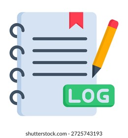 Logbook Icon Flat Style Vector Illustration