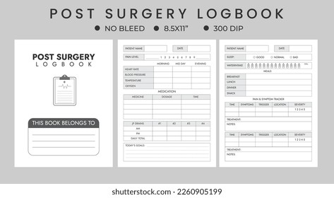 Logbook For Post or Pre-Surgery And Weight Loss Surgery Planner With Sleep Quality, Water Intake.