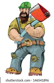 logger with ax - cartoon