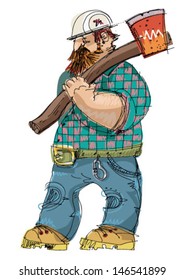 logger with ax - cartoon