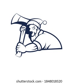 logger mascot logo, outline version. Lumberjack logo in sport style, mascot logo illustration design vector
