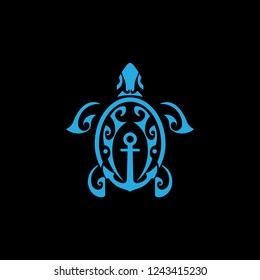 Loggerhead sea turtle logo dark background