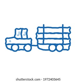 logging delivery transport sketch icon vector. Hand drawn blue doodle line art logging delivery transport sign. isolated symbol illustration