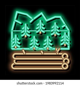 logging forest neon light sign vector. Glowing bright icon logging forest sign. transparent symbol illustration