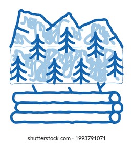 logging forest sketch icon vector. Hand drawn blue doodle line art logging forest sign. isolated symbol illustration