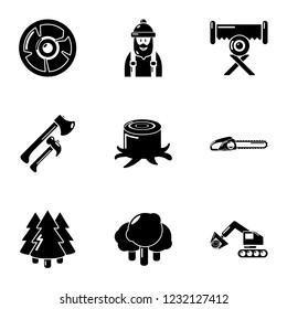 Logging icons set. Simple set of 9 logging vector icons for web isolated on white background