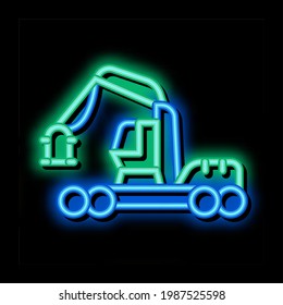 logging industry machine neon light sign vector. Glowing bright icon logging industry machine sign. transparent symbol illustration