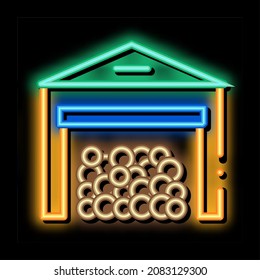 logging storage neon light sign vector. Glowing bright icon logging storage sign. transparent symbol illustration