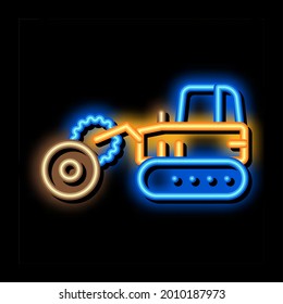 logging tractor neon light sign vector. Glowing bright icon logging tractor sign. transparent symbol illustration