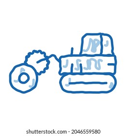 logging tractor sketch icon vector. Hand drawn blue doodle line art logging tractor sign. isolated symbol illustration