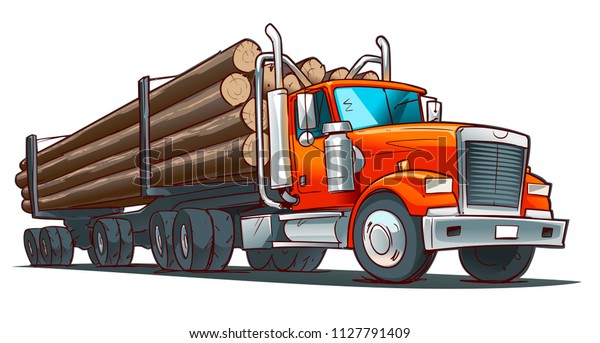 Download Logging Truck Cartoon Illustration Stock Vector (Royalty ...