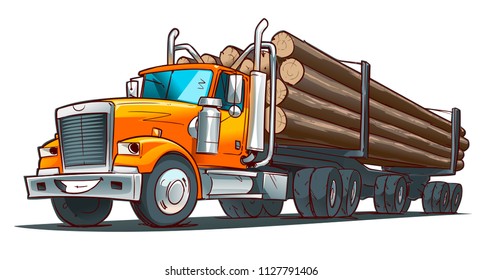 Logging Truck Character. Cartoon Illustration