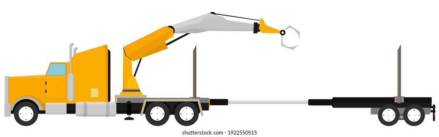 Logging truck empty wood yellow Vector