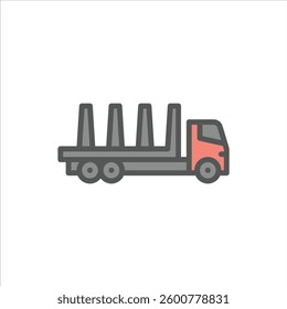 Logging Truck filled outline icon. logging truck colour line illustration