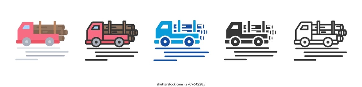 logging truck icon definir multi estilo coleção vários