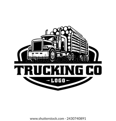 Logging truck illustration emblem logo vector