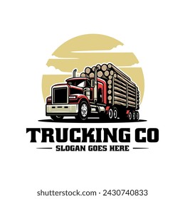 Logging truck illustration logo vector