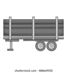 Logging truck with logs icon in black monochrome style isolated on white background. Felling symbol vector illustration