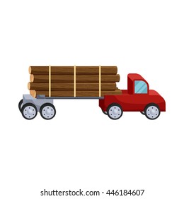 Logging truck logs icon in cartoon style isolated on white background. Felling symbol