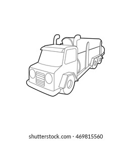 Logging truck logs icon in outline style isolated on white background. Felling symbol