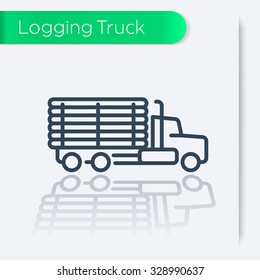 Logging Truck, Timber Lorry line icon, vector illustration