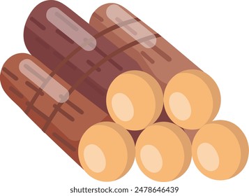 logging of the woodworking and processing concept, Piles of birch logs vector color icon design, timber and lumber Symbol, forest Deforestation products Sign,mill yard saw works stock illustration