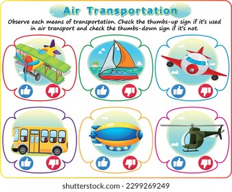 Logic air transportation worksheet  children's educational game  Choose the correct sign  activity worksheet for smart kids 