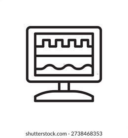 Logic analyzer icon. Digital circuit debugging and protocol analysis, representing multi-channel timing diagrams, microprocessor data capture, signal timing verification, and laboratory hardware.