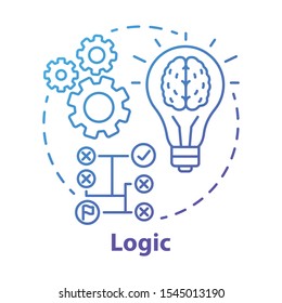 Logic blue gradient concept icon. Thinking process thin line illustration. Rational solutions, ideas. Situation analysis. Strategy, algorithm. Solving problems. Vector isolated outline drawing