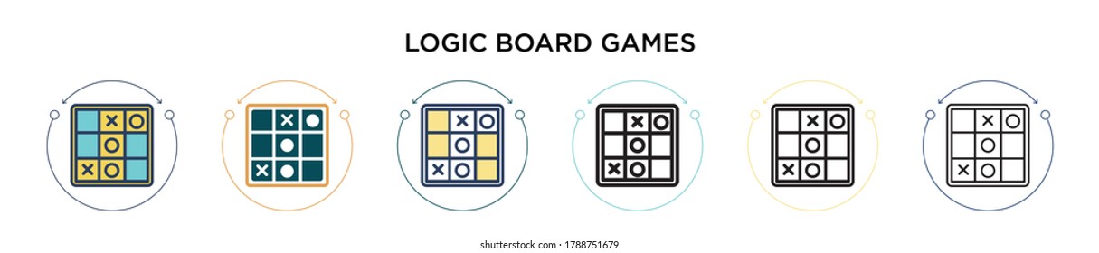 Logic board games icon in filled, thin line, outline and stroke style. Vector illustration of two colored and black logic board games vector icons designs can be used for mobile, ui, web