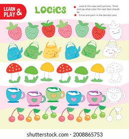 Logic Color Chain Kid Game Printable Worksheet