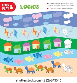 Logic Color Chain Kid Game Printable Worksheet