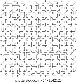 Plantilla lineal de rompecabezas creativo lógico con líneas de Vector finas para el corte. Patrón geométrico mínimo en negro. Perfecto para crear fondos intrincados, materiales educativos o diseños de juegos