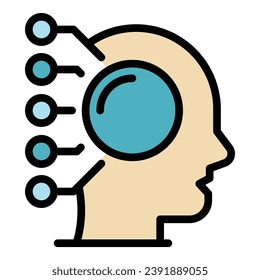 Logic critical thinking icon outline vector. Business mind. Think human color flat