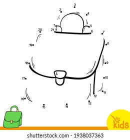 Logic educational game for children. Vector illustration. Connect the dots in order. A bag