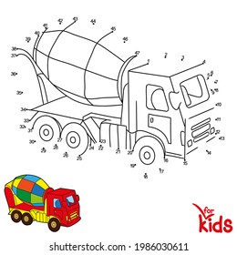 Logic educational game for children. Vector illustration. Concrete mixer