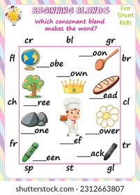 Logic Education's Beginning Blends worksheets for kids are engaging resources that help children practice consonant blends at the beginning of words, improving their reading abilities. 