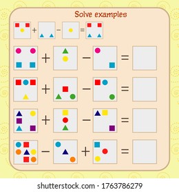 Logic exercises for children. solve examples according to the model