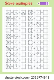 Logic exercises for children. Solve examples. Math