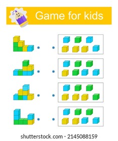 Logikspiel. Aufmerksamkeitsaufgaben für Kinder. IQ-Schulungstest. Druckbares Arbeitsblatt.